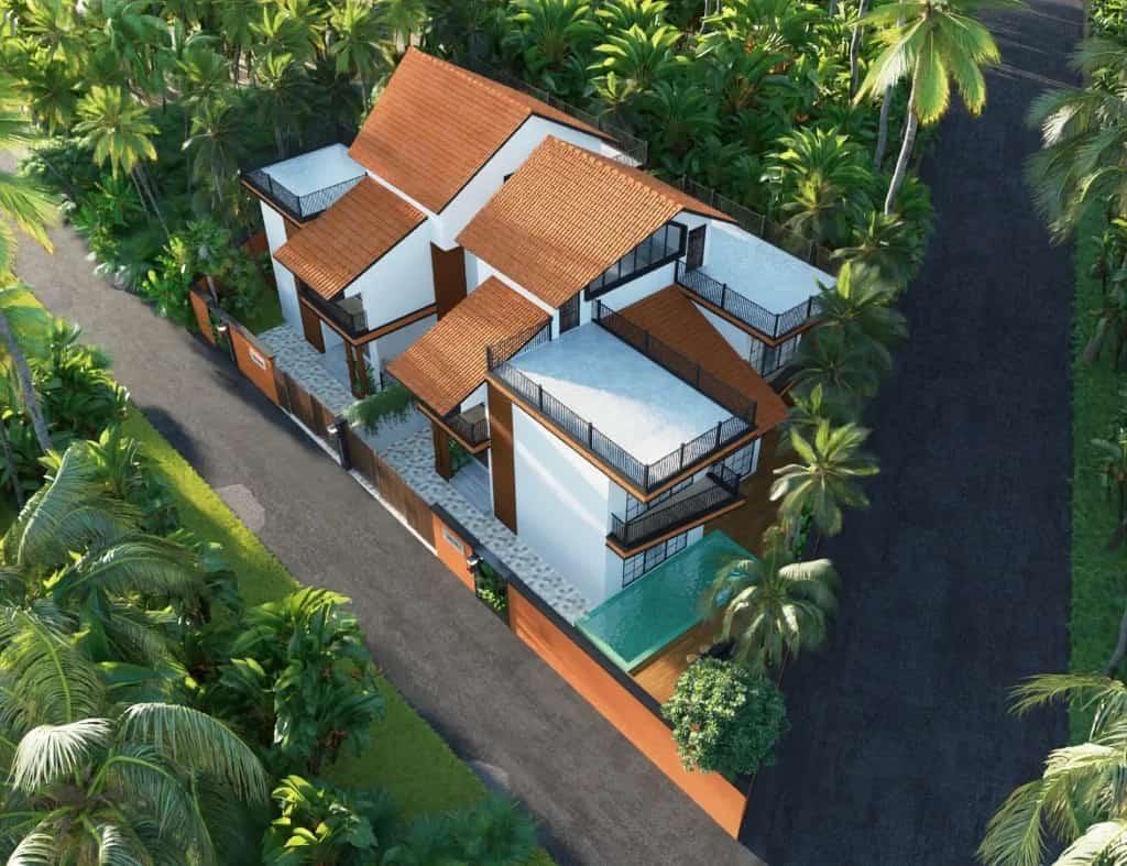 Aerial view of the Aldona twin villas.